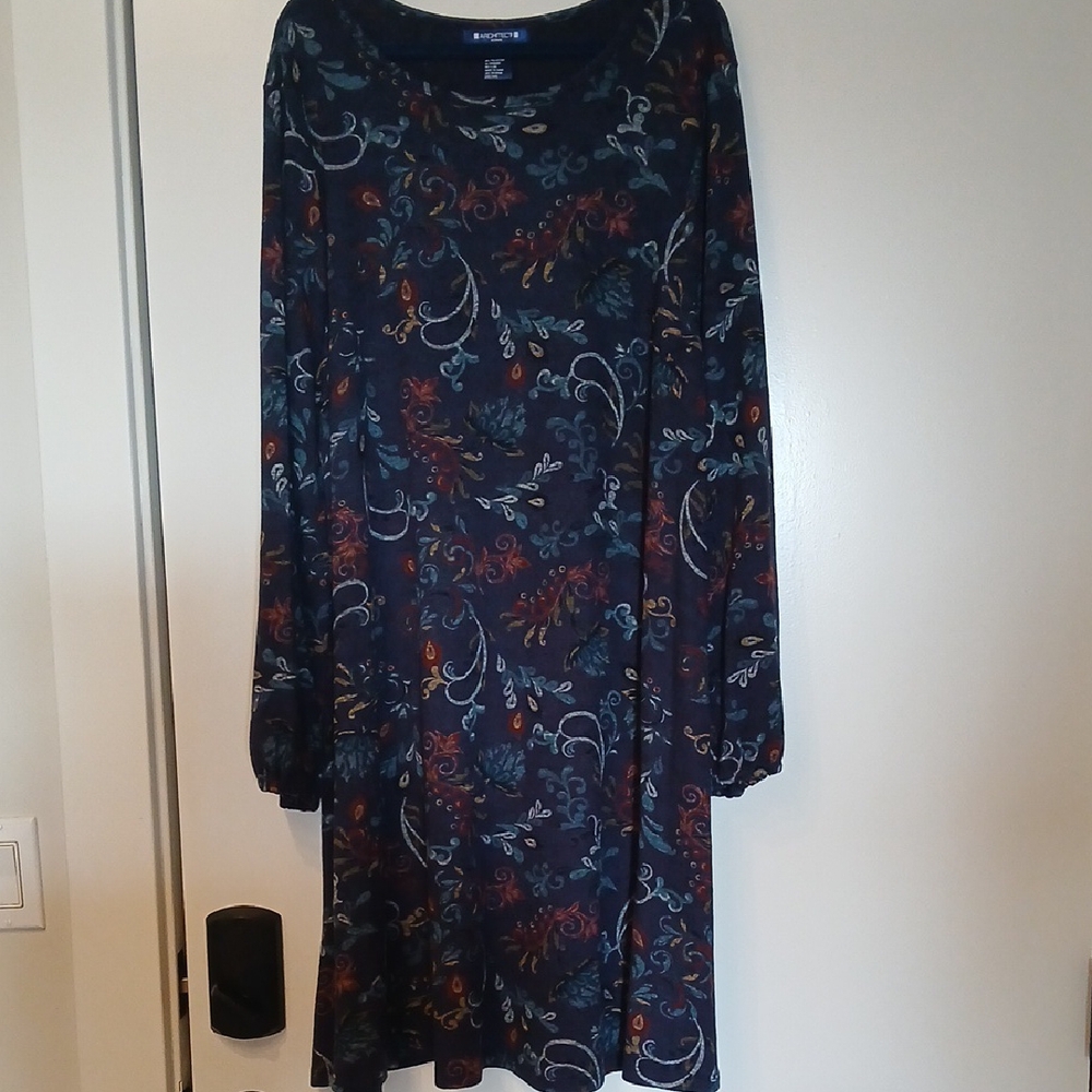 Architect Navy and Red Floral Long Sleeve Dress